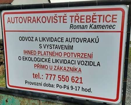 Autovrakoviště Roman Kamenec - Třebětice