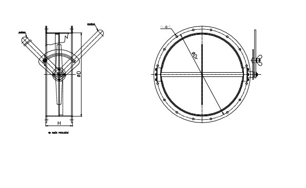 Kruhové klapky k uzavření průtoku vzdušiny, nastavení potřebných odporů v potrubí