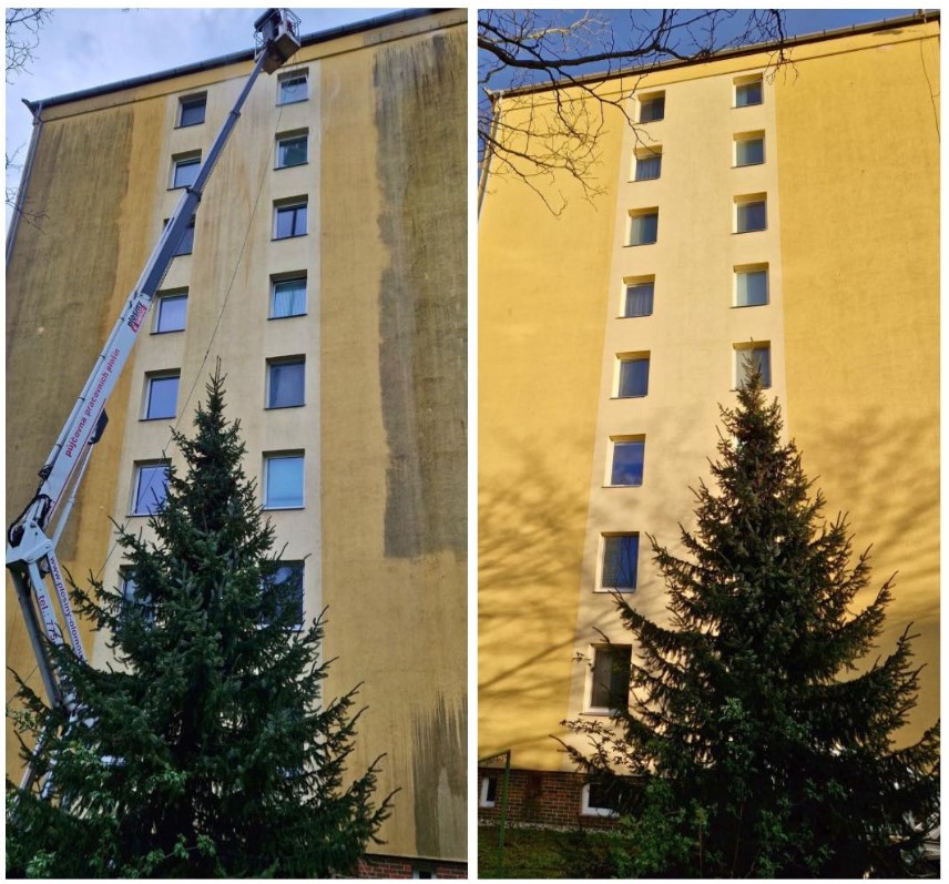 Čištění a nátěr fasády panelového domu Olomouc