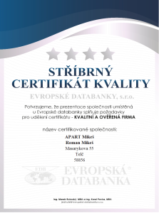 Certifikát kvality firmy