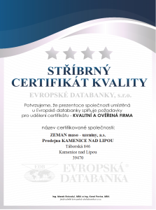 Certifikát kvality firmy