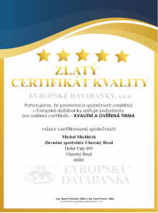 Certifikát kvality firmy