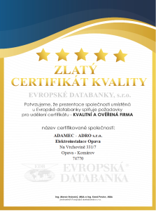 Certifikát kvality firmy