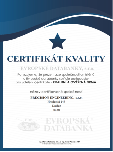 Certifikát kvality firmy